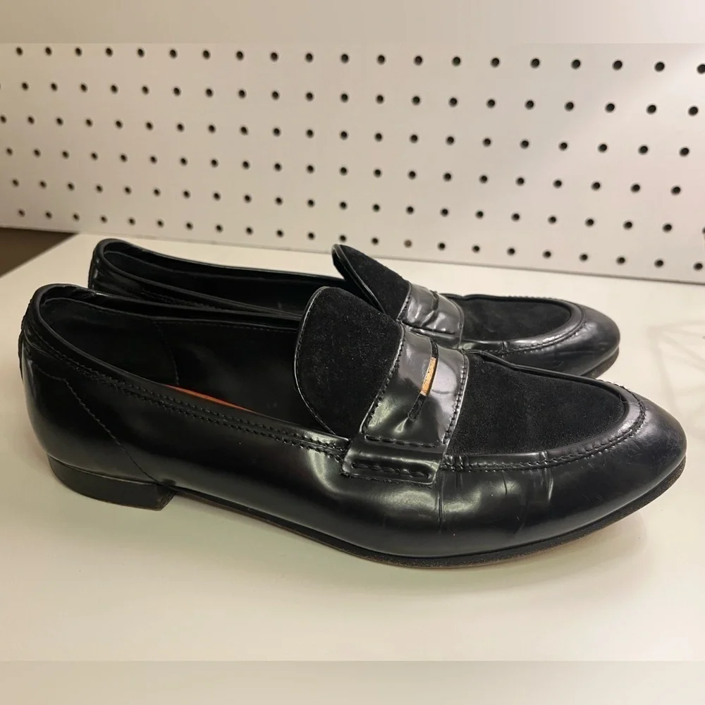 Rag & Bone Black Patent Leather and Suede Dina Penny Loafers EU 37.5 US 7 Classy